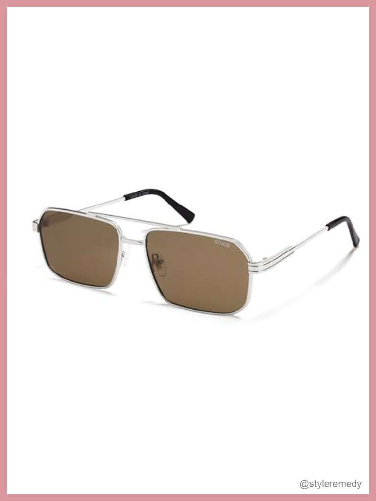 Retro Polarized Square Sunglasses Double Bridge Uv Protection Metal Frame